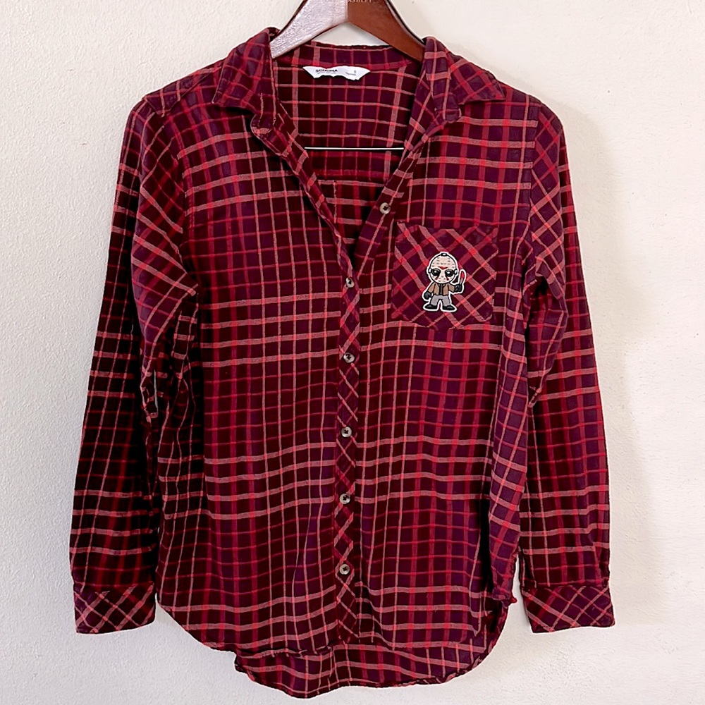 Friday the 13th Flannel Button Down Shirt Halloween Fall Size Small